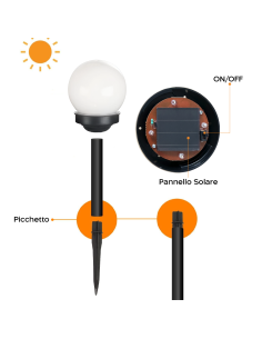 2pz Lampada Sfera Ricarica Solare 15cm da Esterno... 2