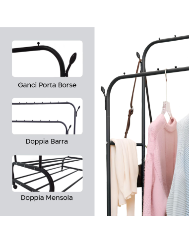 Stand Appendiabiti Doppia Barra Multifunzione 2...