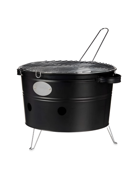 Barbecue a Carbonella da Tavolo Tondo 35cm con Griglia Portatile da Campeggio