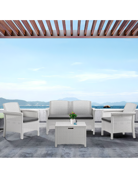Salottino da Giardino VENEZIA Divano Poltrone e Tavolino Polipropilene in Rattan