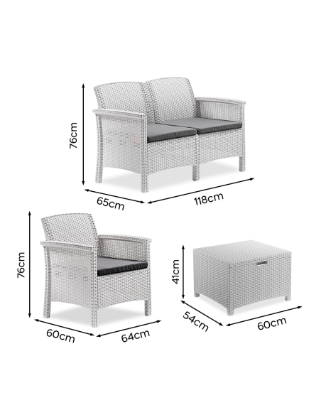 Salottino da Giardino VENEZIA Divano Poltrone e Tavolino Polipropilene in Rattan