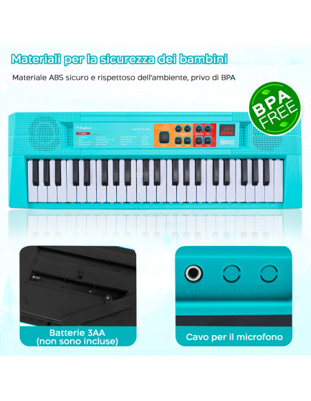 Pianola Elettronica Giochi per Bambini con Microfono 26 Tasti  Educativo +6 Anni