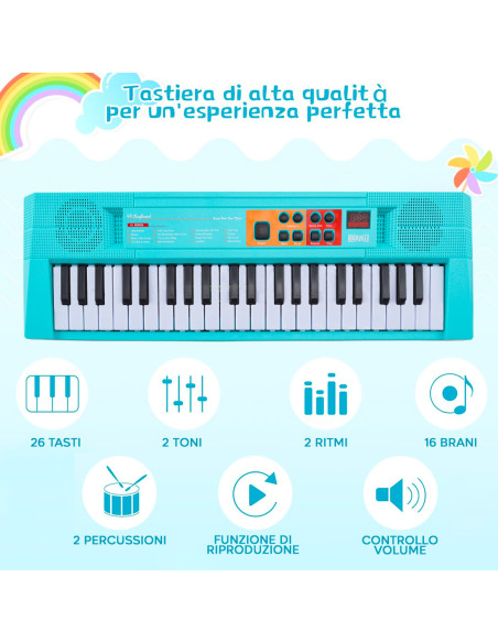 Pianola Elettronica Giochi per Bambini con Microfono 26 Tasti  Educativo +6 Anni