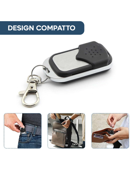 4pz Telecomando Universale 4 canali 433mhz Multifunzione Tascabile con Gancio