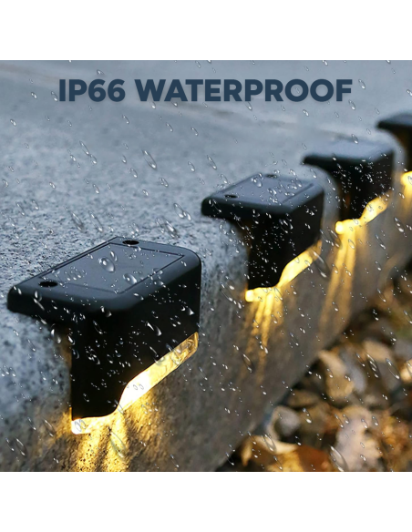 4pz Luci Solari per Gradini Scale IP66 Lampade Esterno Luce Calda Ricaricabile