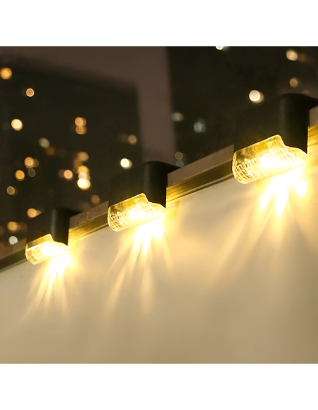 4pz Luci Solari per Gradini Scale IP66 Lampade Esterno Luce Calda Ricaricabile