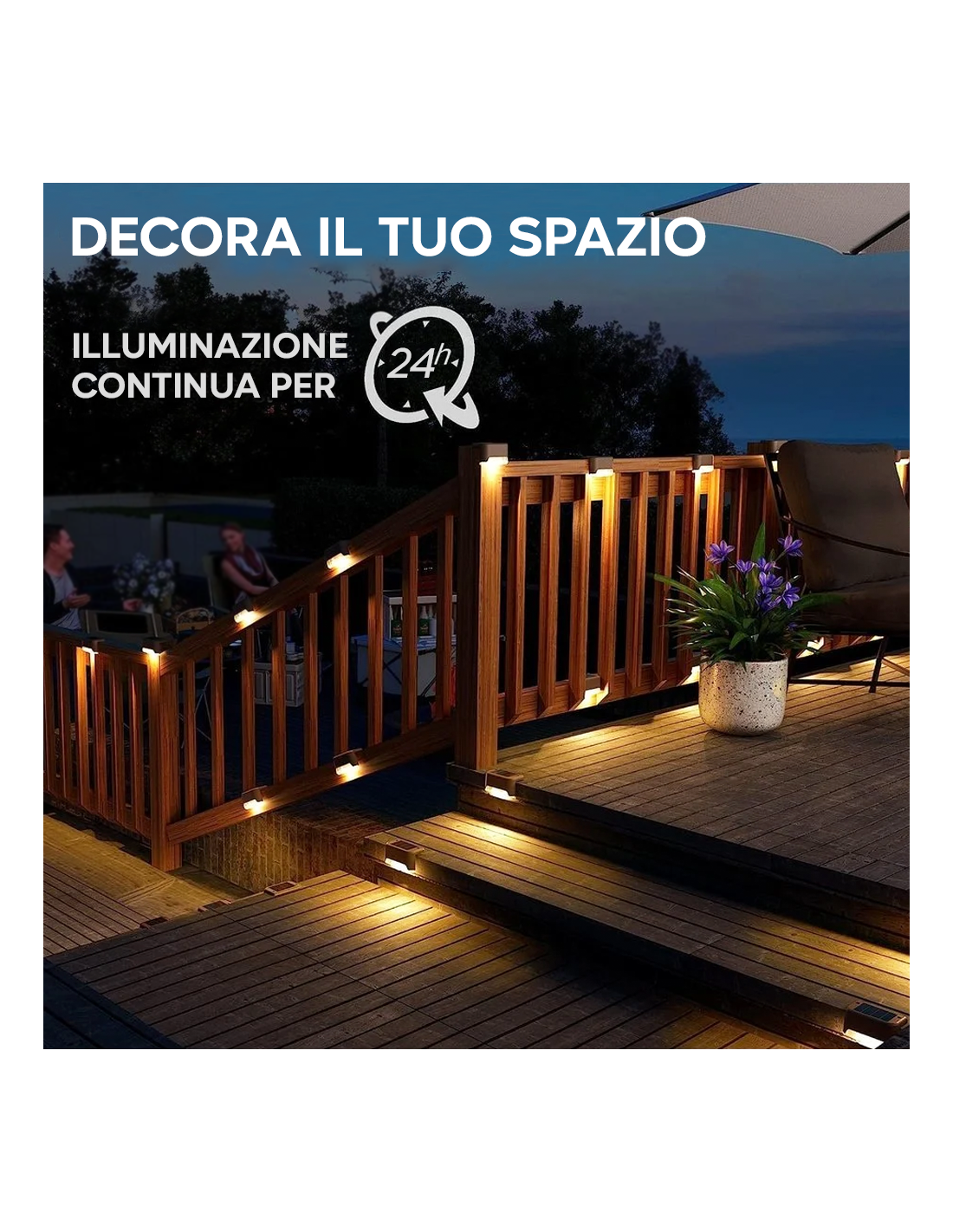6 Luci Solari Da Esterno Per Gradini Con Sensore Di Movimento - 550 Lumen, IP67 Impermeabili, Ultra Luminose Per Vialetto E Giardino