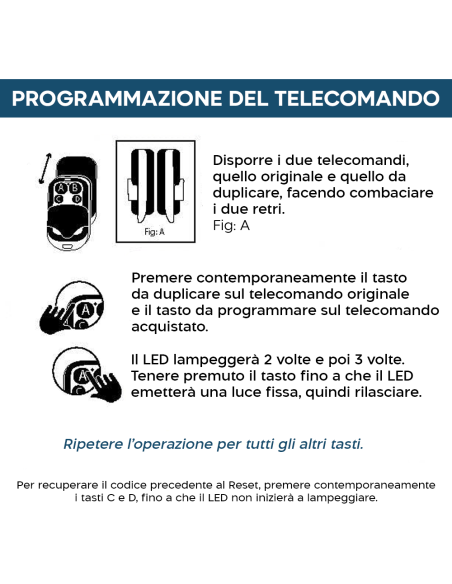 Telecomando Universale con 4 canali 433mhz Multifunzione Tascabile con Gancio