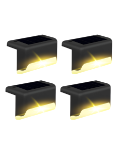 4pz Luci Solari per Gradini Scale IP66 Lampade Esterno Luce Calda Ricaricabile