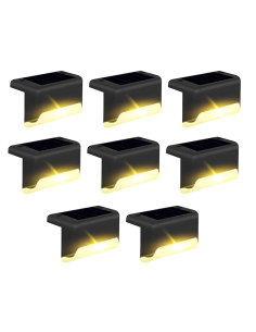 8 pz Luci Solari per Gradini Scale IP66 Lampade Esterno Luce Calda Ricaricabile