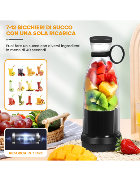 Frullatore Portatile Mini Juice Bottiglia per Smoothie Ricaricabile Portatile