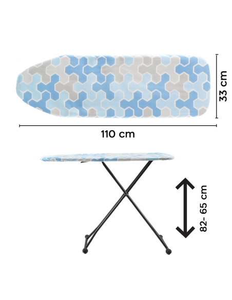 Asse da Stiro Struttura in Acciaio Pieghevole Regolabile in Altezza con Gancio