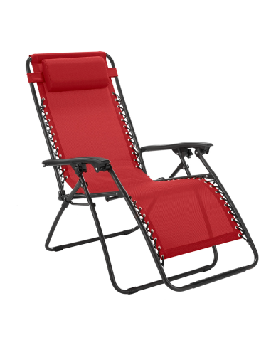 Sedia Sdraio Pieghevole Gravita' Zero Poltrona Textilene Schienale Reclinabile Bordeaux