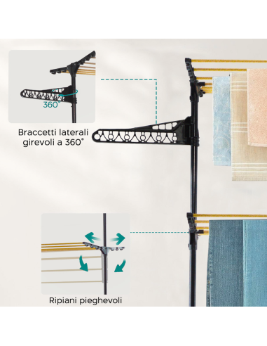 Stendibiancheria Verticale 3 Ripiani Pieghevoli...