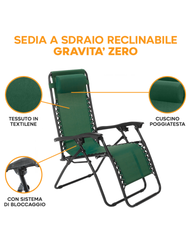 Set 2pz Sedia Pieghevole Gravità Zero Poltrona...