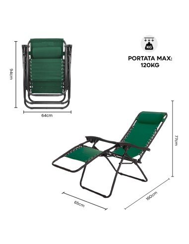 Set 2pz Sedia Pieghevole Gravità Zero Poltrona...