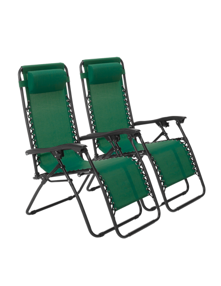 Set 2pz Sedia Pieghevole Gravità Zero Poltrona Textilene Schienale Reclinabile