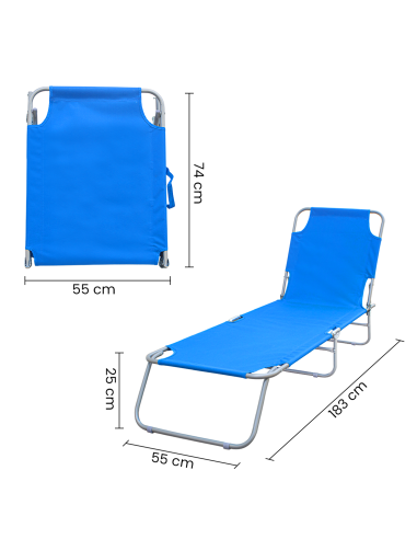 2pz Lettini Prendisole Pieghevole 2309 Acciaio...