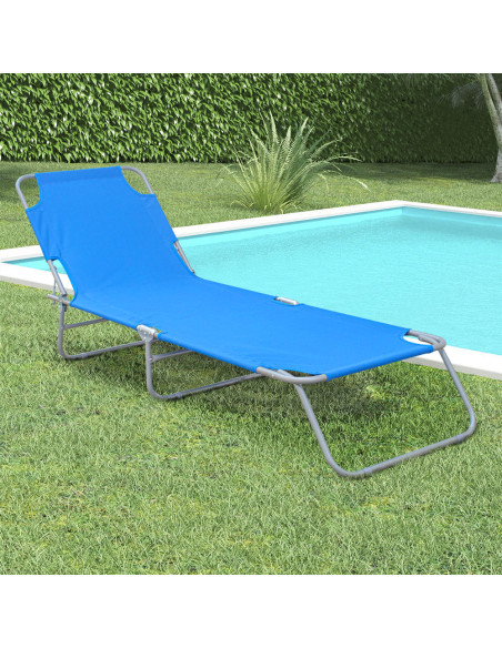 2pz Lettini Prendisole Pieghevole 2309 Acciaio Schienale Reclinabile 4 Posizioni