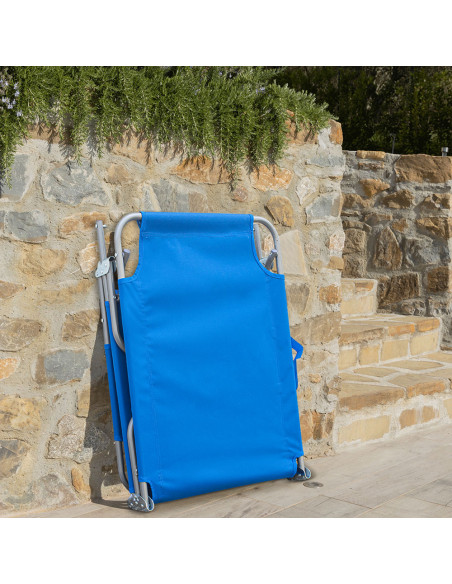 2pz Lettini Prendisole Pieghevole 2309P Acciaio Schienale Reclinabile e Parasole