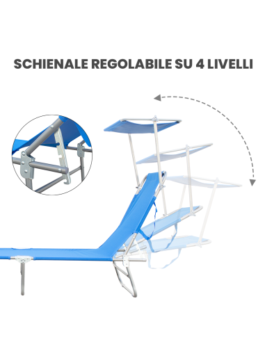 2pz Lettini Prendisole Pieghevole 2309P Acciaio...