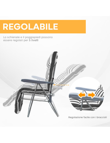Sedia Sdraio in Acciaio con Cuscino Imbottito a...