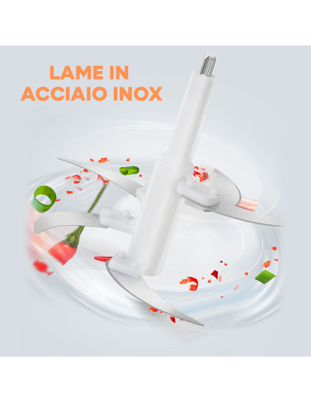 Tritacarne e Verdura Multifunzione 300W Ciotola da 2lt Trita Sminuzza e Mescola