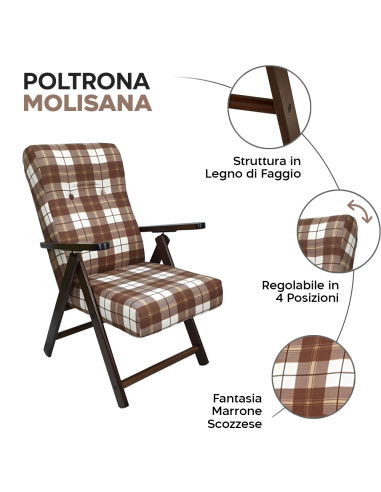 Poltrona MOLISANA Reclinabile ArtLegno MAS020...