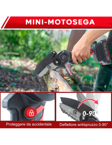 Mini Motosega Doppia Batteria 21V Cordless 6...
