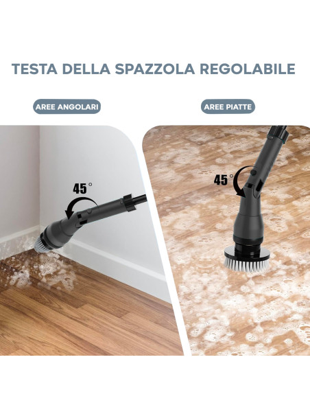 Spazzola Rotante Elettrica Batteria 26V Senza Fili Pulizia Piastrelle 4 Testine