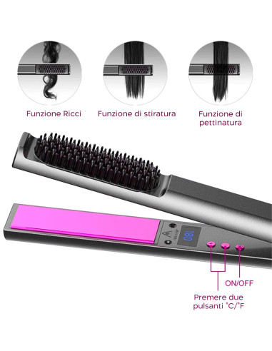 Piastra Capelli Ceramica Spazzola Lisciante 3...