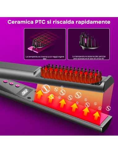 Piastra Capelli Ceramica Spazzola Lisciante 3...