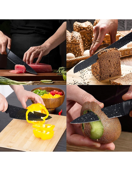 Set 5 Coltelli e Pelapatate da Cucina Professionali in Ceramica Lame in Granito