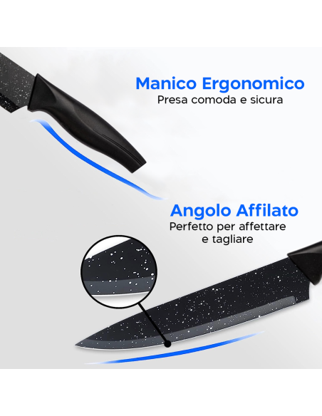 Set 5 Coltelli e Pelapatate da Cucina Professionali in Ceramica Lame in Granito