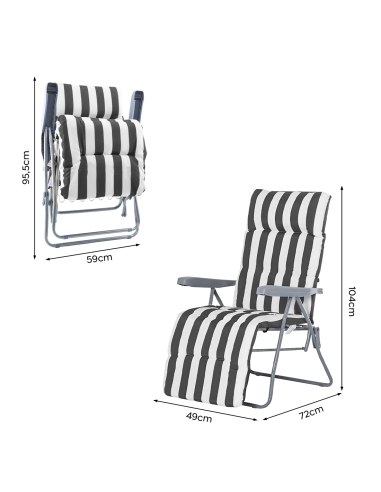 Sedia Sdraio in Acciaio con Cuscino Imbottito a...