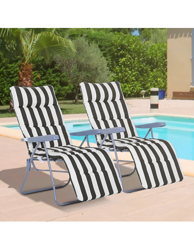 Sedia Sdraio in Acciaio con Cuscino Imbottito a...