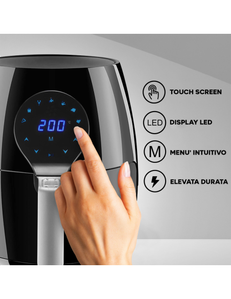 Friggitrice ad Aria 3.5lt Cestello Rimovibile 1500W con Display Touch e Timer