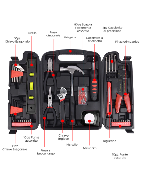 Kit Valigetta 129pz Set Fai da Te e Professionale Accessori Misti con Valigetta