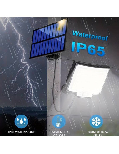 Faretto LED a Parete con Pannello Solare IP65...