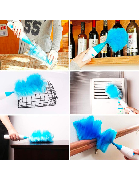 Spolverino Elettrico Ricaricabile Spazzola Pulizia Girevole 2 Testine Senza Fili