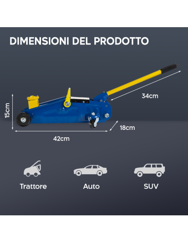 Cric Sollevatore Auto 2 Tonnellate Martinetto...