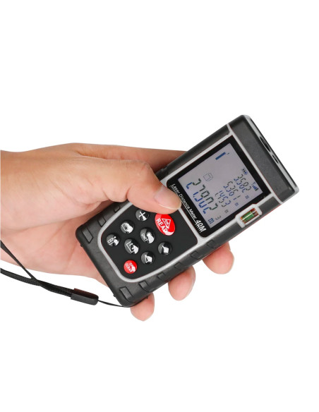 Metro Laser Misuratore di Distanza 40mt con Livella Display LCD a Batteria IP54