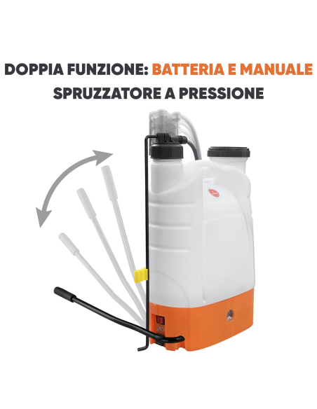 Pompa a Spalla Nebulizzatore 2 in 1 16lt Batteria 12V Ricaricabile