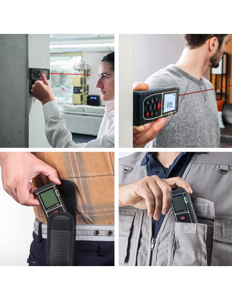 Metro Laser Misuratore di Distanza 40mt con Livella Display LCD a Batteria IP54