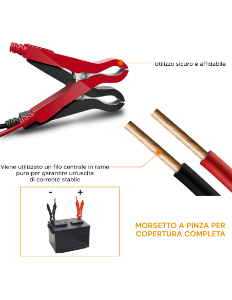 Caricabatteria Auto e Moto per Batteria Litio e Piombo 12-24V con Cavi e Display