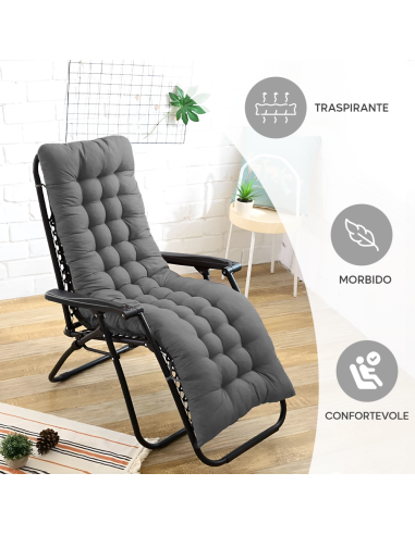 Sedia Sdraio Pieghevole con Cuscino Gravità...