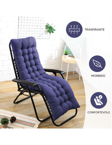 Sedia Sdraio Pieghevole con Cuscino Gravità...