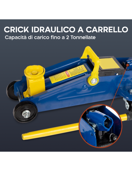 Cric Sollevatore Auto 2 Tonnellate Martinetto Idraulico a Carrello con 4 Ruote