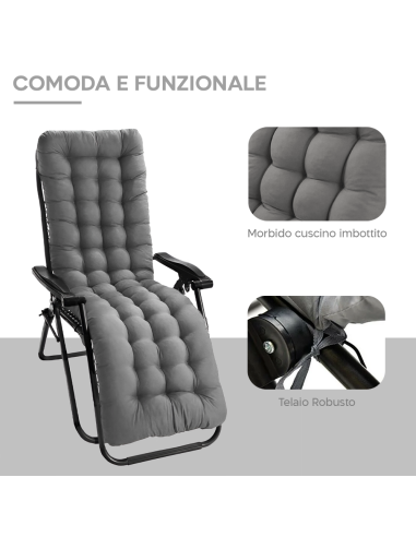 Sedia Sdraio Pieghevole con Cuscino Gravità...