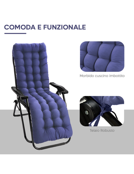 Sedia Sdraio Pieghevole con Cuscino Gravità Zero Poltrona Schienale Reclinabile